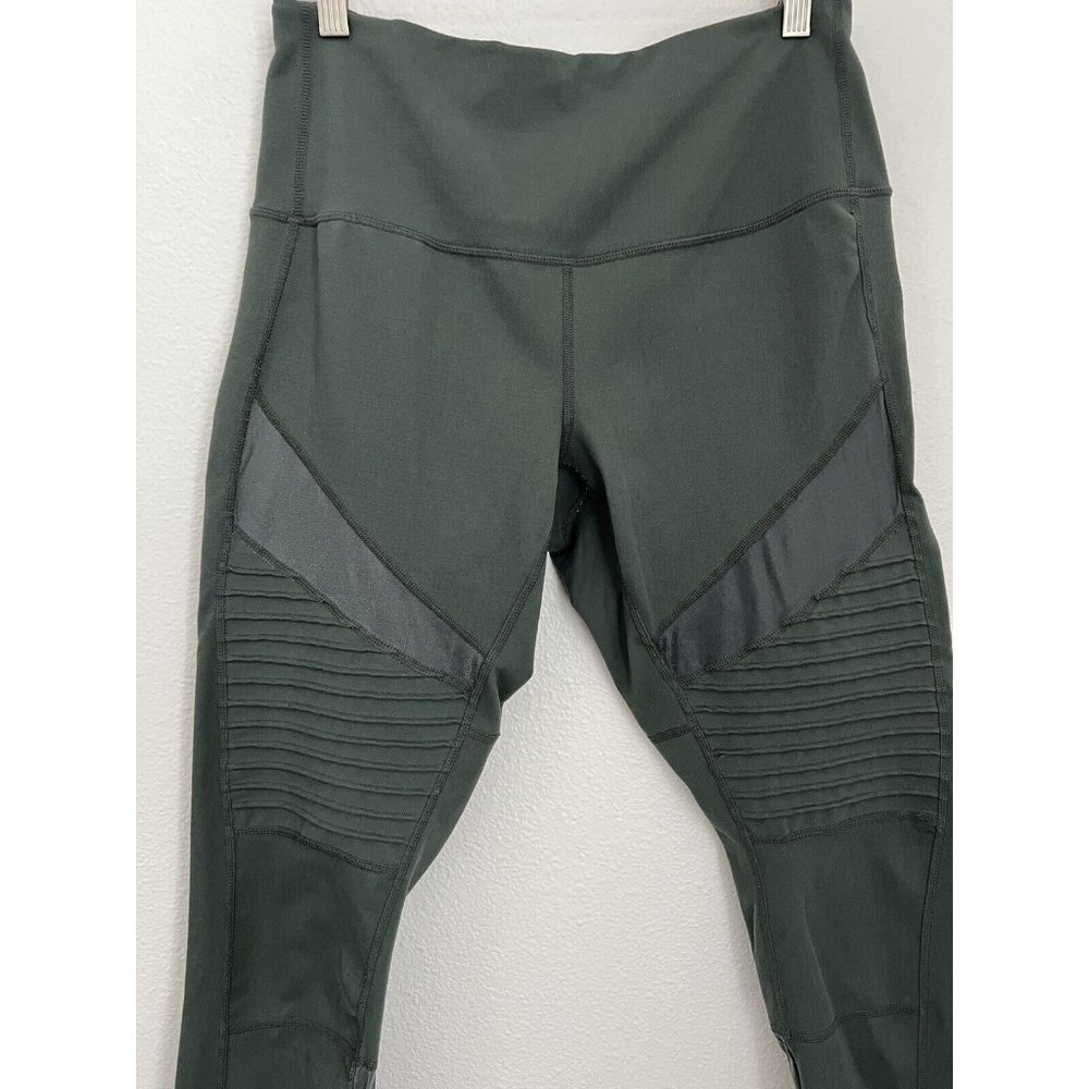 Zella Size Large Olive Green Ribbed Moto Leggings - Picture 2 of 6